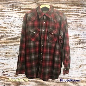 Pendleton Canyon 100% Virgin Wool Plaid Western Shirt